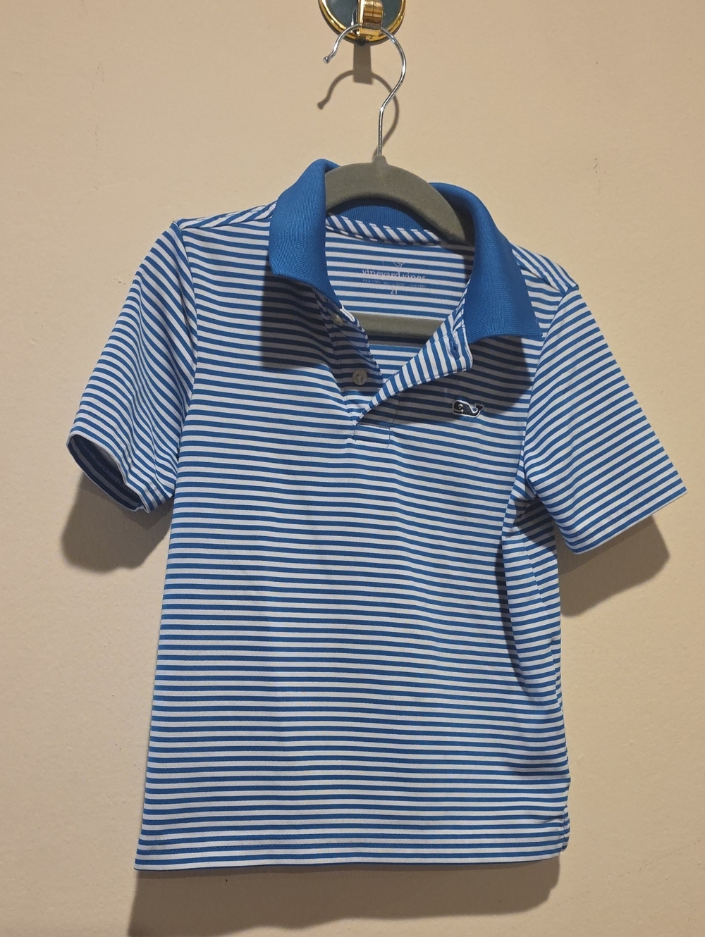 Vineyard Vines Performance Boys Striped Blue Polo Shirt Size 2